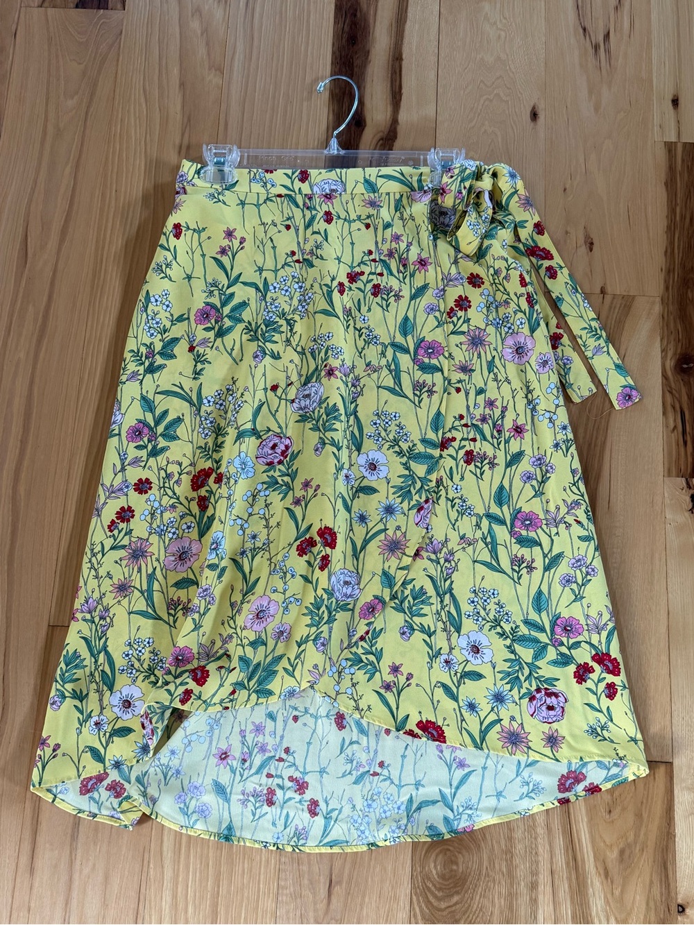 LOFT Yellow Floral High-Low Wrap Skirt